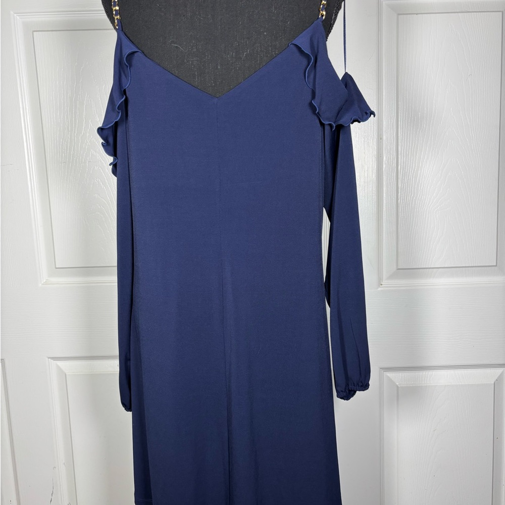 Michael Kors Navy Cold-Shoulder Long Sleeve Dress - Picture 11 of 14